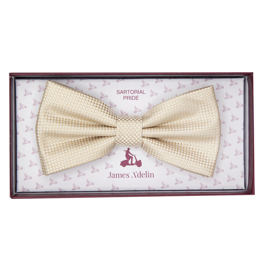 Beige Luxury Textured Weave Bow Tie