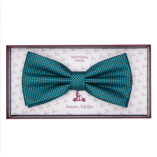 Turquoise Blue Luxury Textured Weave Bow Tie