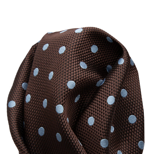 Brown/Sky Luxury Polka Dot Textured Weave Pocket Square