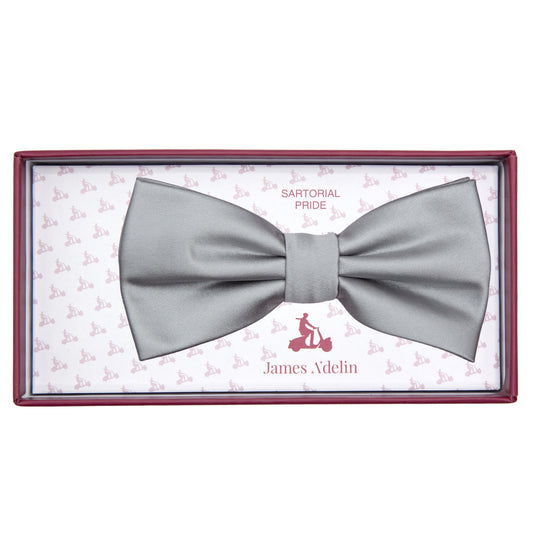 Silver Luxury Satin Weave Bow Tie