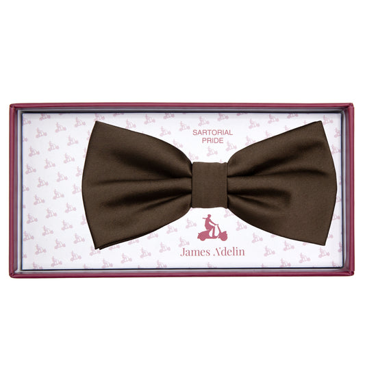 Dark Brown Luxury Satin Weave Bow Tie