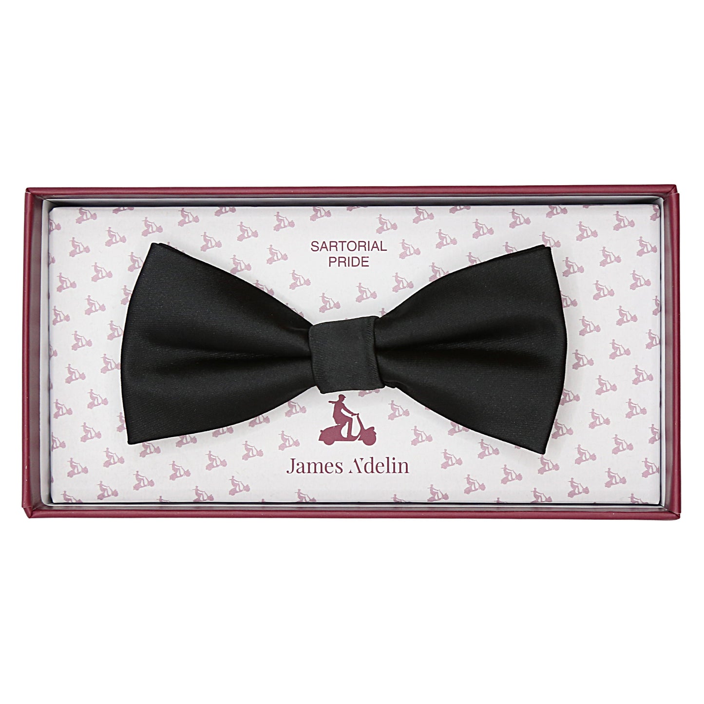 Black Luxury Satin Weave Skinny Bow Tie