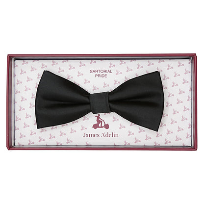 Black Luxury Satin Weave Skinny Bow Tie