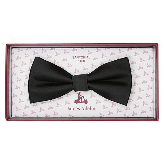 Black Luxury Satin Weave Skinny Bow Tie