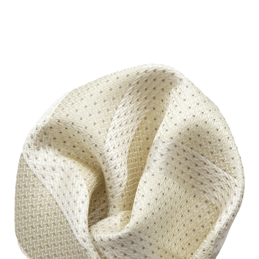 Cream/Beige Luxury Spotted Stripe Pin Point Textured Weave Pocket Square