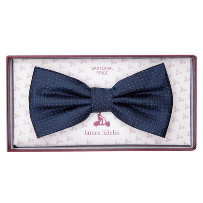 Navy/Purple Luxury Spotted Stripe Pin Point Textured Weave Bow Tie