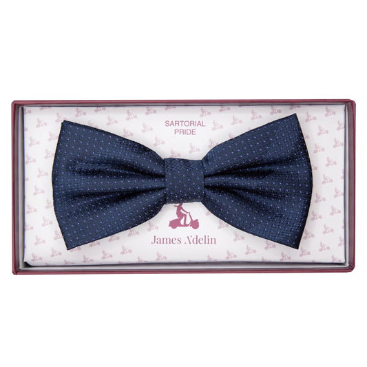 Navy/Purple Luxury Spotted Stripe Pin Point Textured Weave Bow Tie