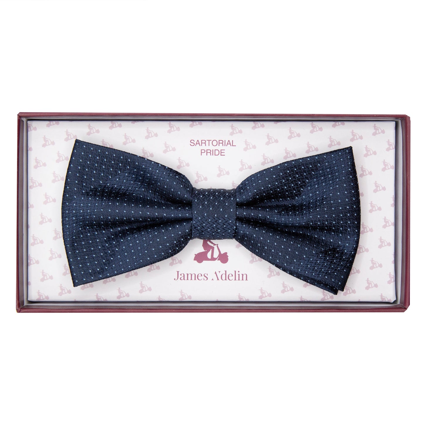 Navy/Sky Luxury Spotted Stripe Pin Point Textured Weave Bow Tie