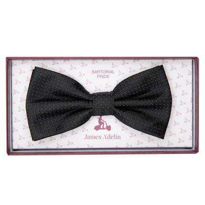 Black/Blue Luxury Spotted Stripe Pin Point Textured Weave Bow Tie