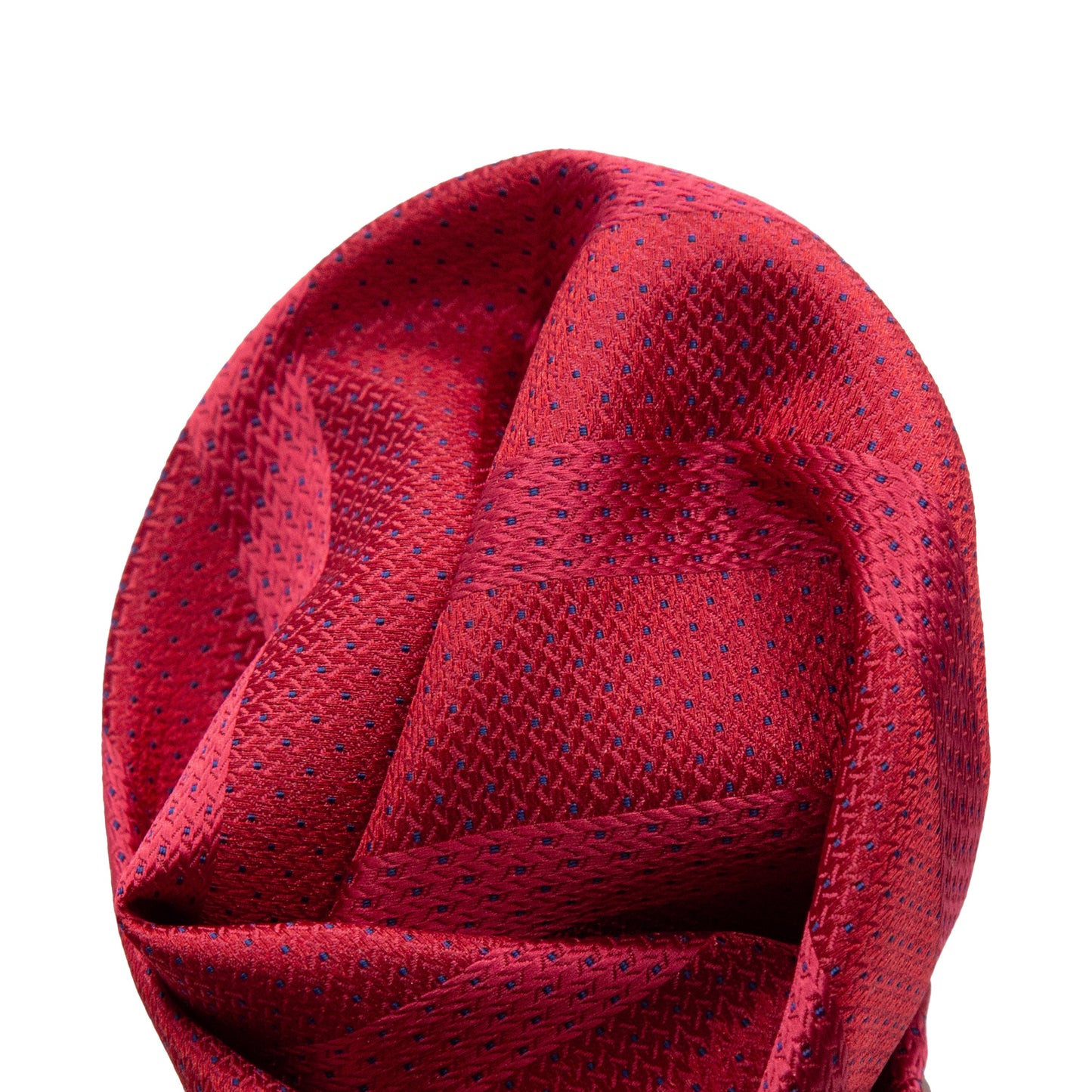 Red/Navy Luxury Spotted Stripe Pin Point Textured Weave Pocket Square