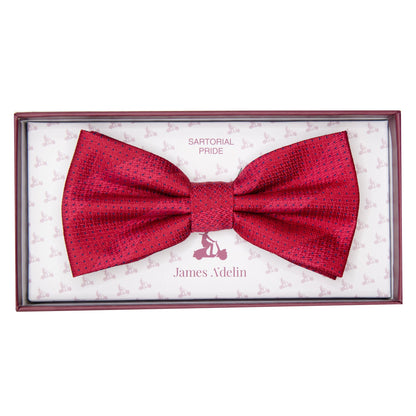 Red/Navy Luxury Spotted Stripe Pin Point Textured Weave Bow Tie