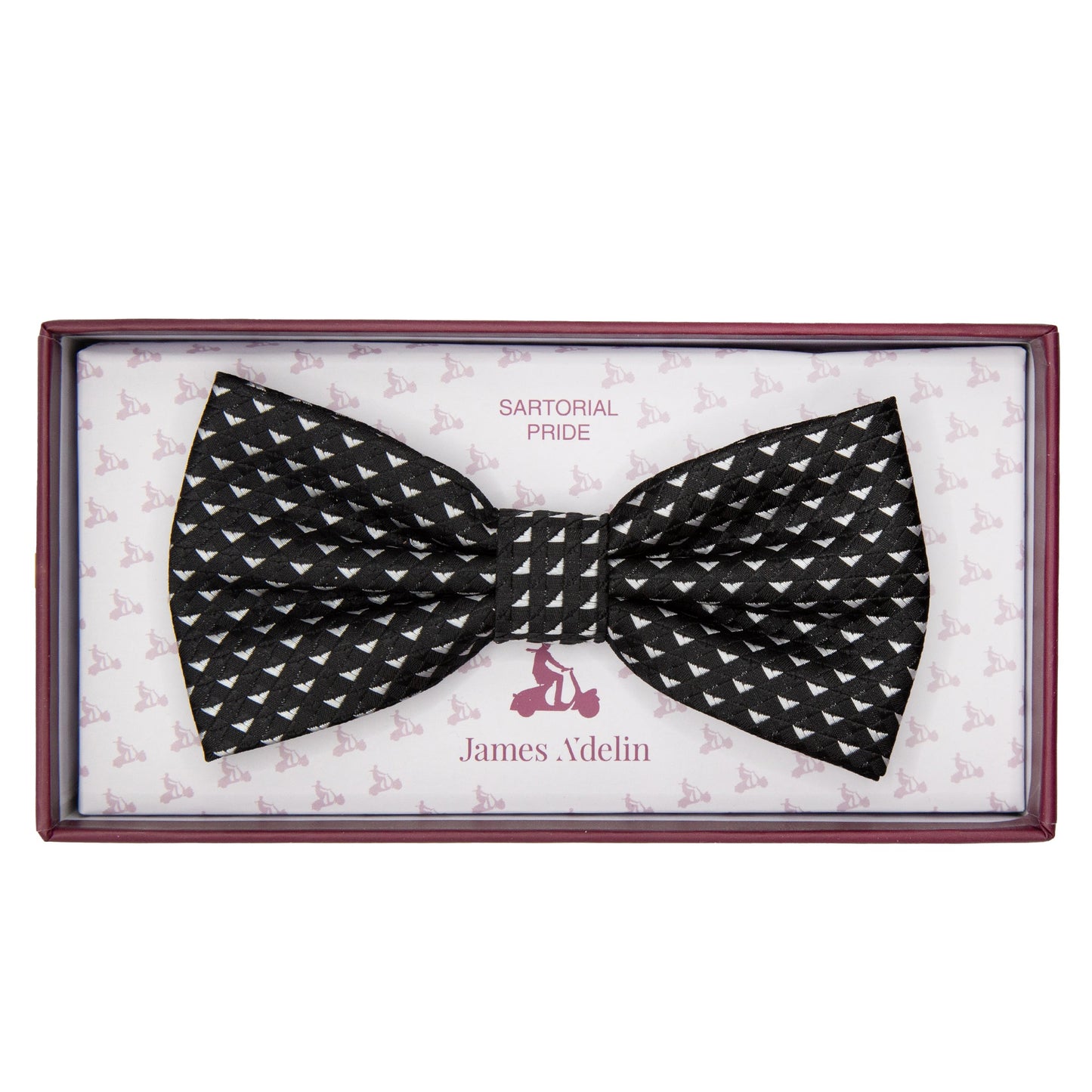 Black/White Luxury Textured Weave Bow Tie
