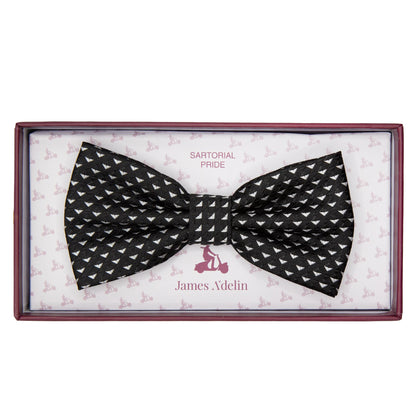 Black/White Luxury Textured Weave Bow Tie