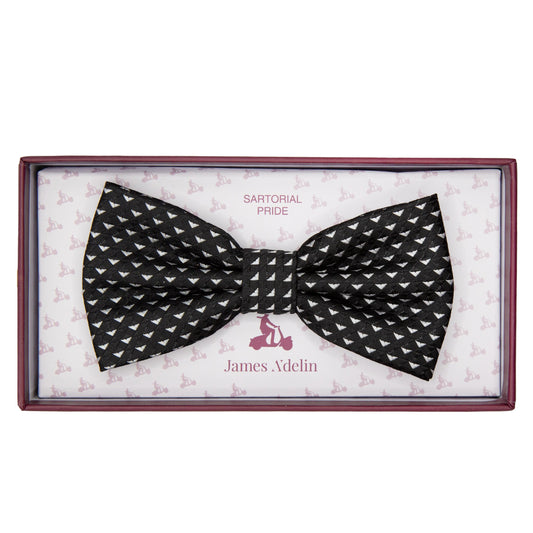 Black/White Luxury Textured Weave Bow Tie