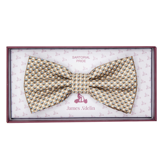 Beige/Sky Luxury Textured Weave Bow Tie