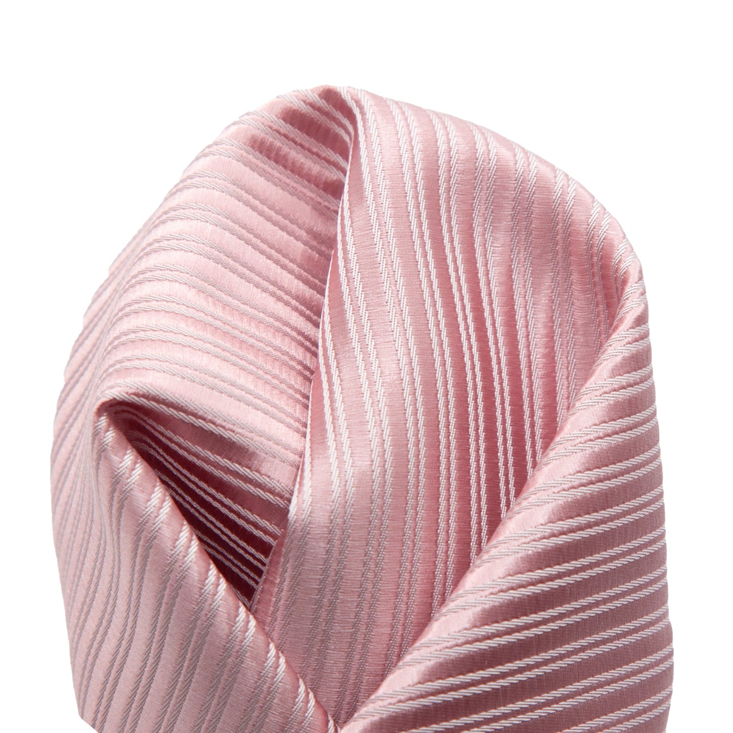 Soft Pink Diagonal Striped Twill Weave Pocket Square