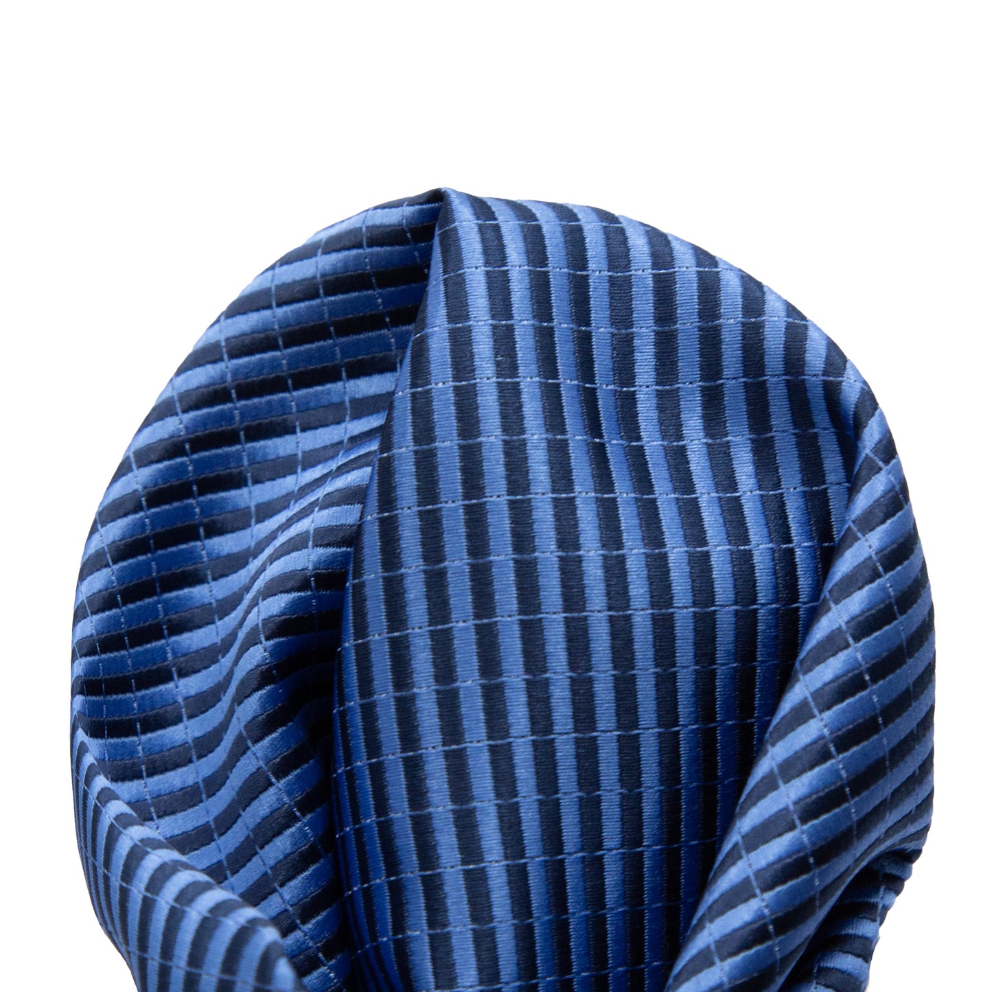 Blue/Navy Diagonal Striped Twill Weave Pocket Square