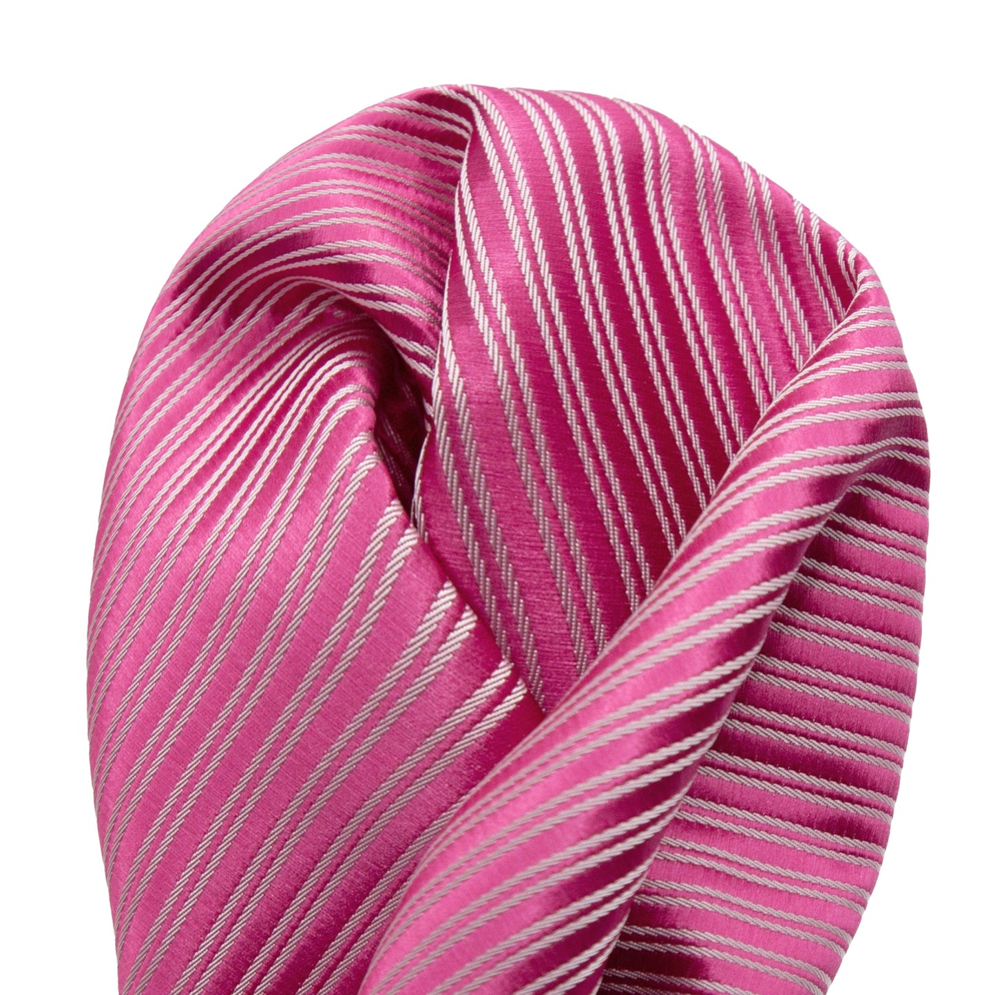 Hot Pink Diagonal Striped Twill Weave Pocket Square