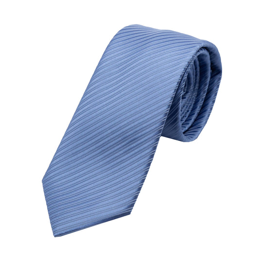 Slate Blue Diagonal Striped Twill Weave Neck Tie
