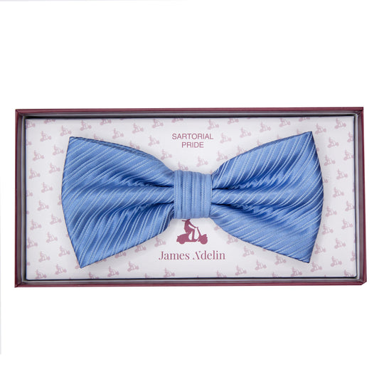 Slate Diagonal Striped Twill Weave Bow Tie