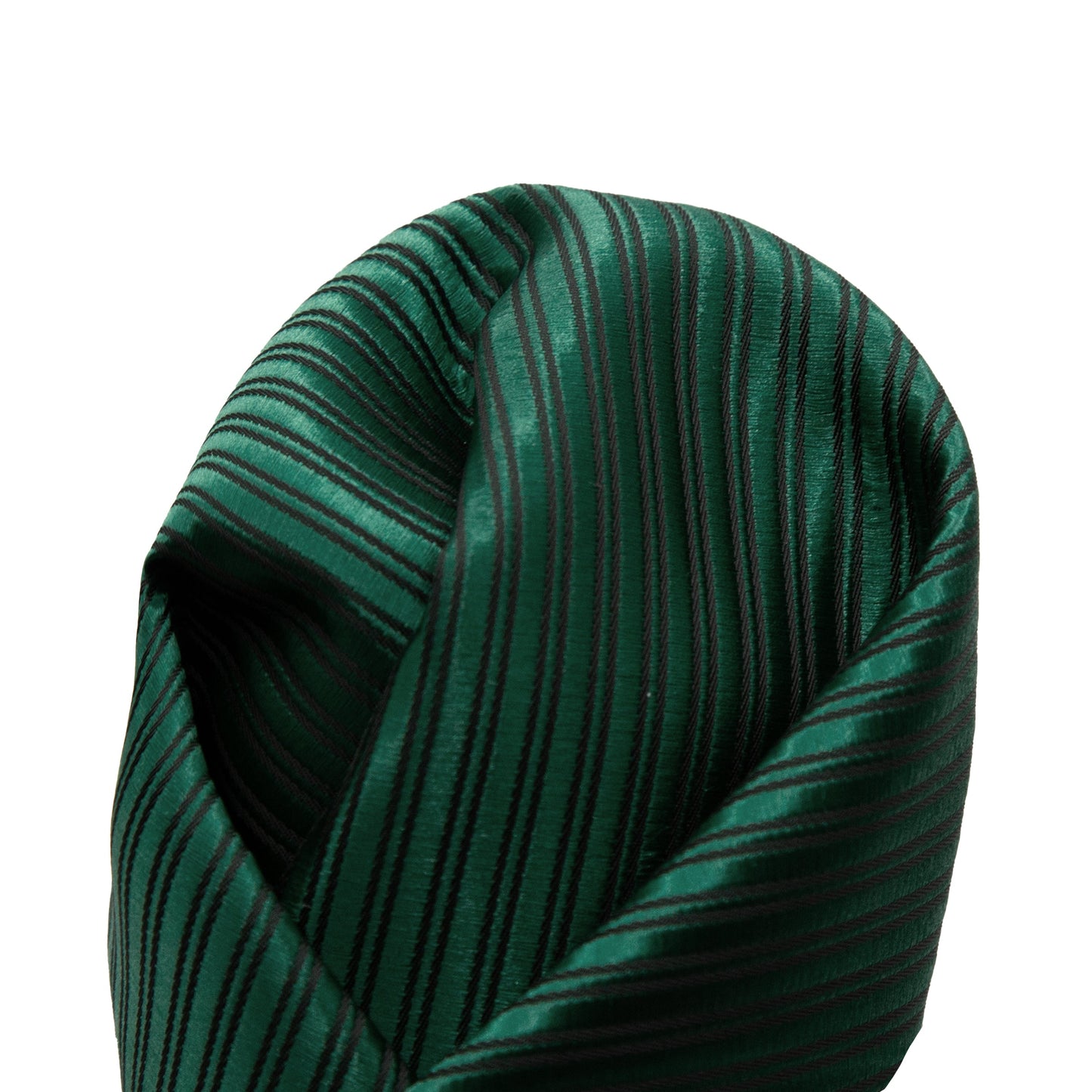 Green Diagonal Striped Twill Weave Pocket Square
