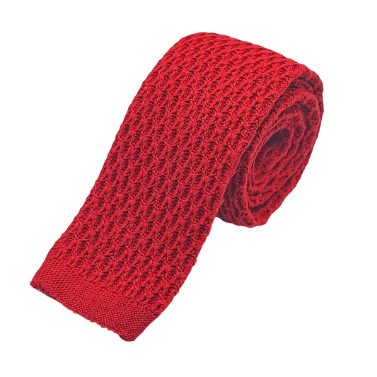 Red Mens Italian Knitted Textured Neck Ties