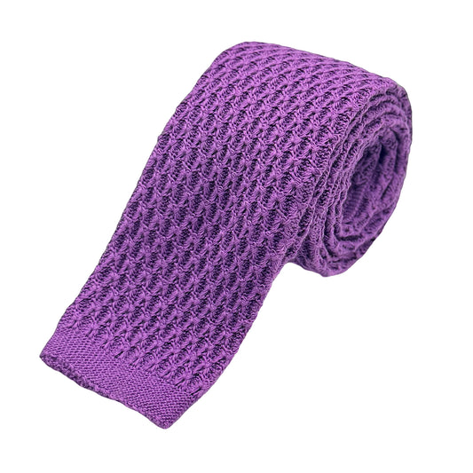 Purple Mens Italian Knitted Textured Neck Ties