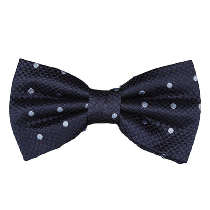 Navy/Sky Blue Silk Polka Dot Square Weave Pre Tied Bow Tie