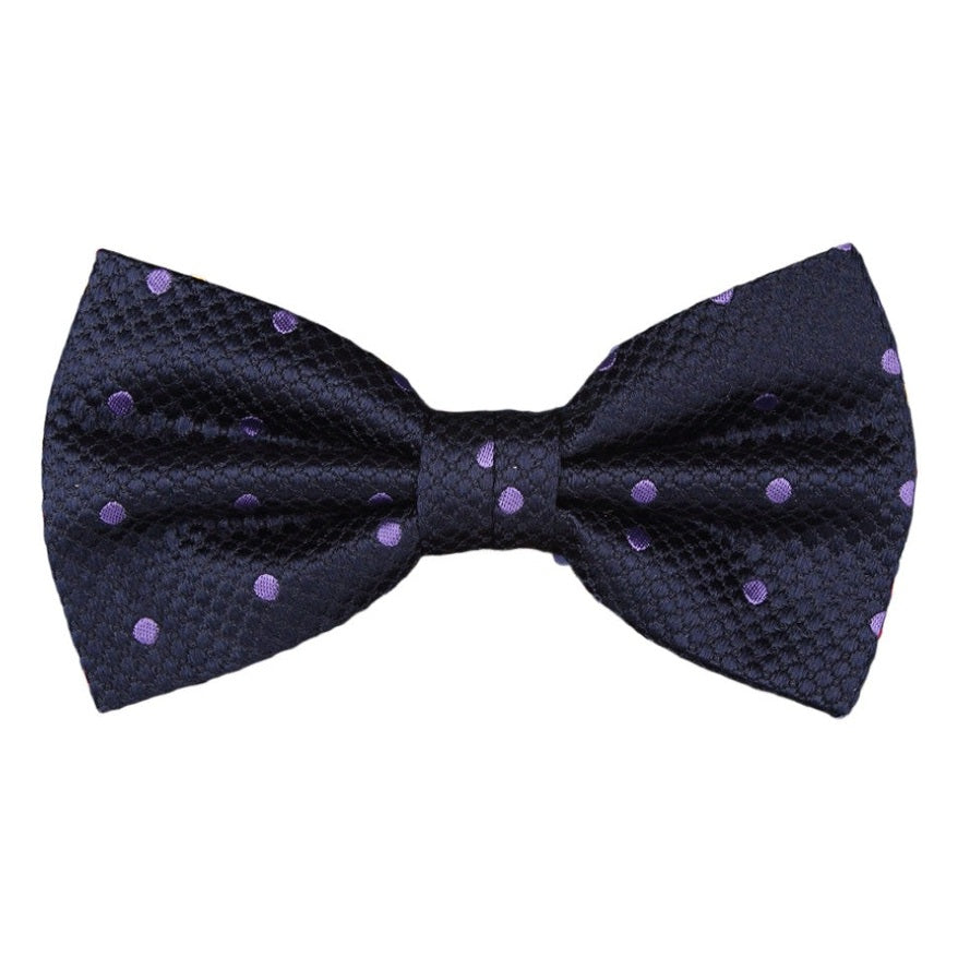 Navy/Purple Polka Dot Square Weave Pre Tied Bow Tie