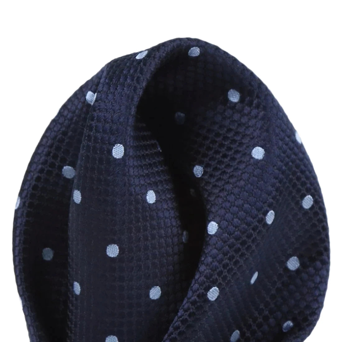 Navy/Sky Blue Pure Silk Polka Dot Square Weave Pocket Square