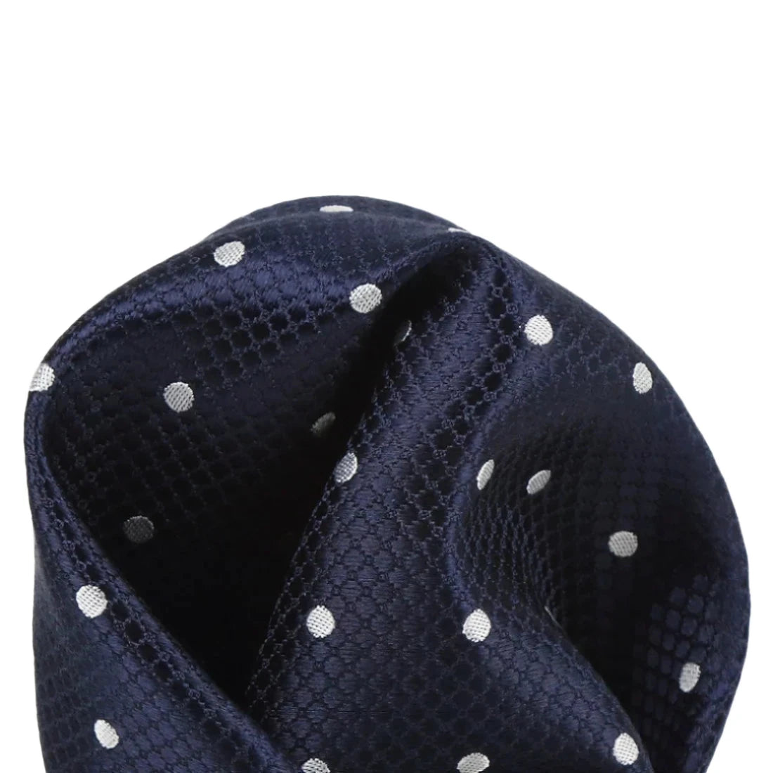 Navy/White Pure Silk Polka Dot Square Weave Pocket Square