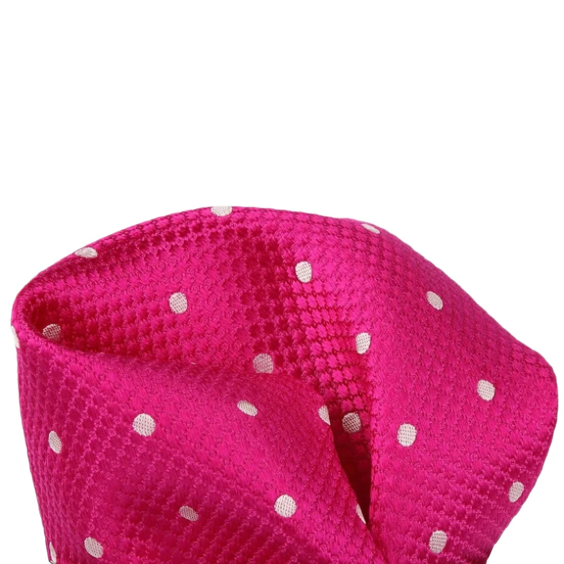 Magenta/White Pure Silk Polka Dot Square Weave Pocket Square