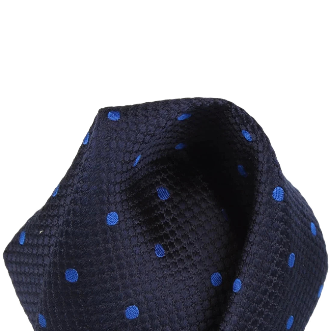 Navy/Royal Blue Pure Silk Polka Dot Square Weave Pocket Square