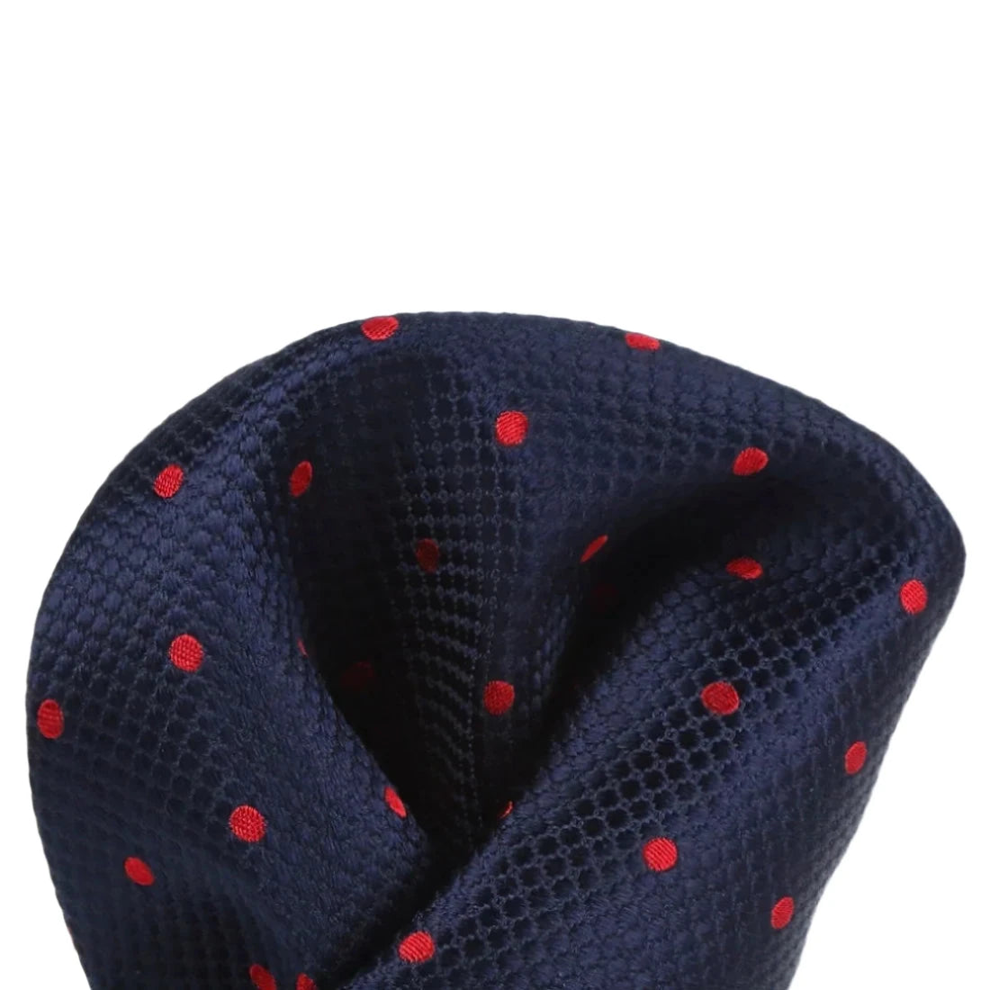 Navy/Red Pure Silk Polka Dot Square Weave Pocket Square