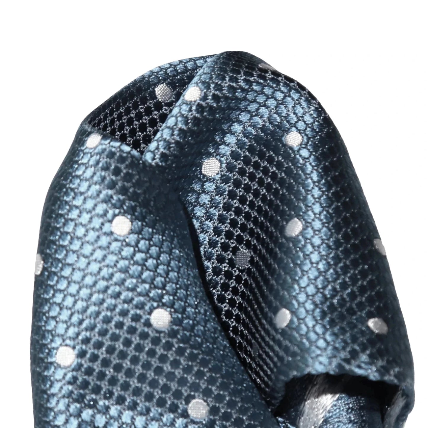 Slate Blue/White Pure Silk Polka Dot Square Weave Pocket Square