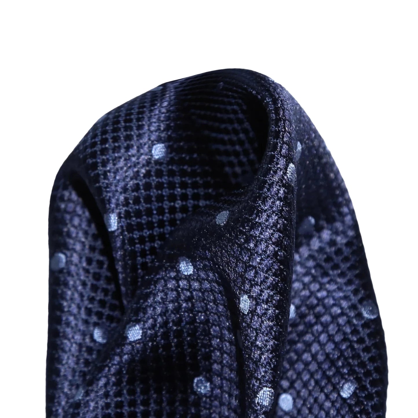 Navy/Slate Blue Pure Silk Polka Dot Square Weave Pocket Square