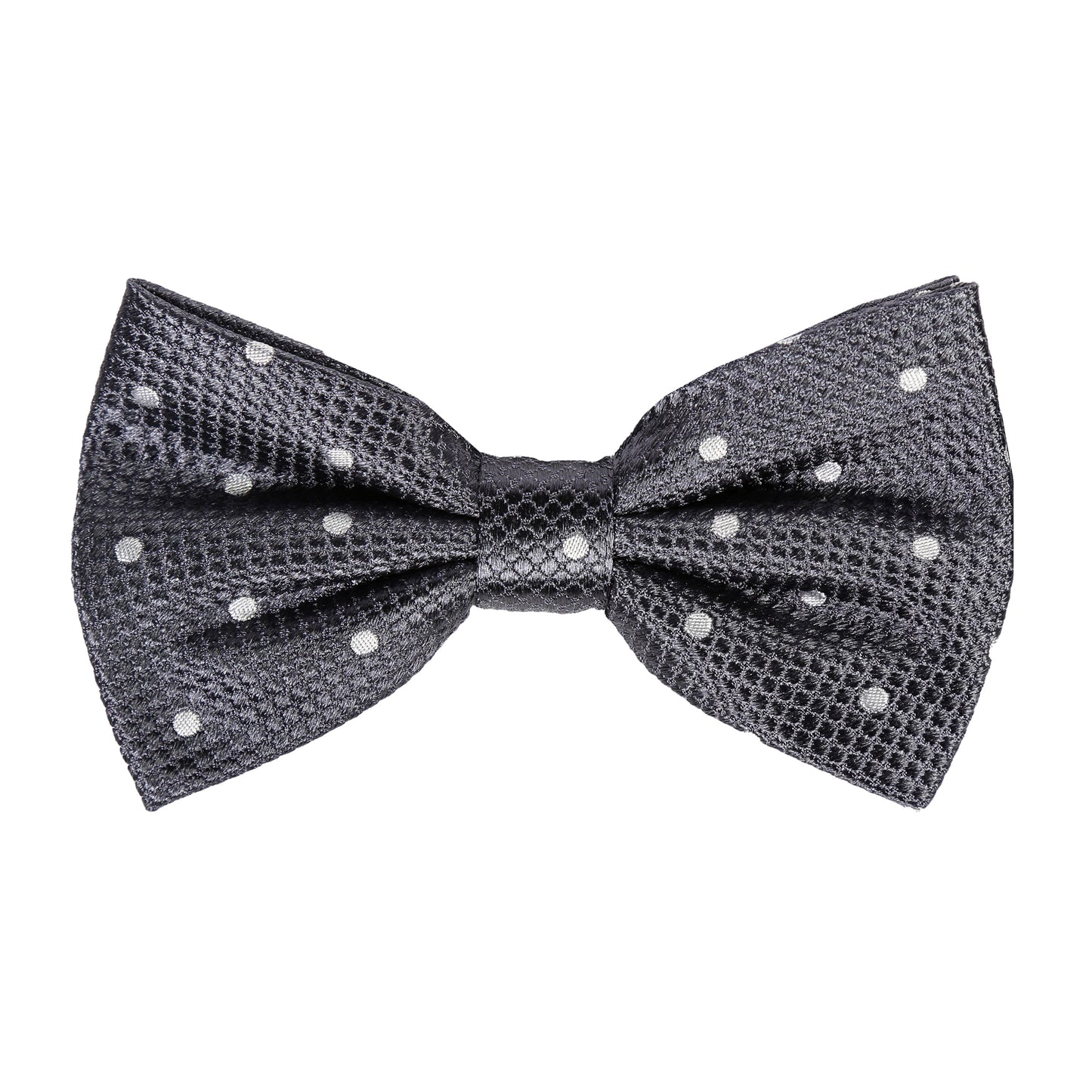 Charcoal/White Polka Dot Square Weave Pre Tied Bow Tie