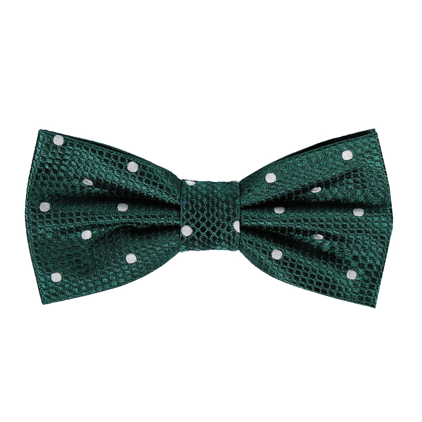 Dark Green/White Polka Dot Square Weave Pre Tied Bow Tie