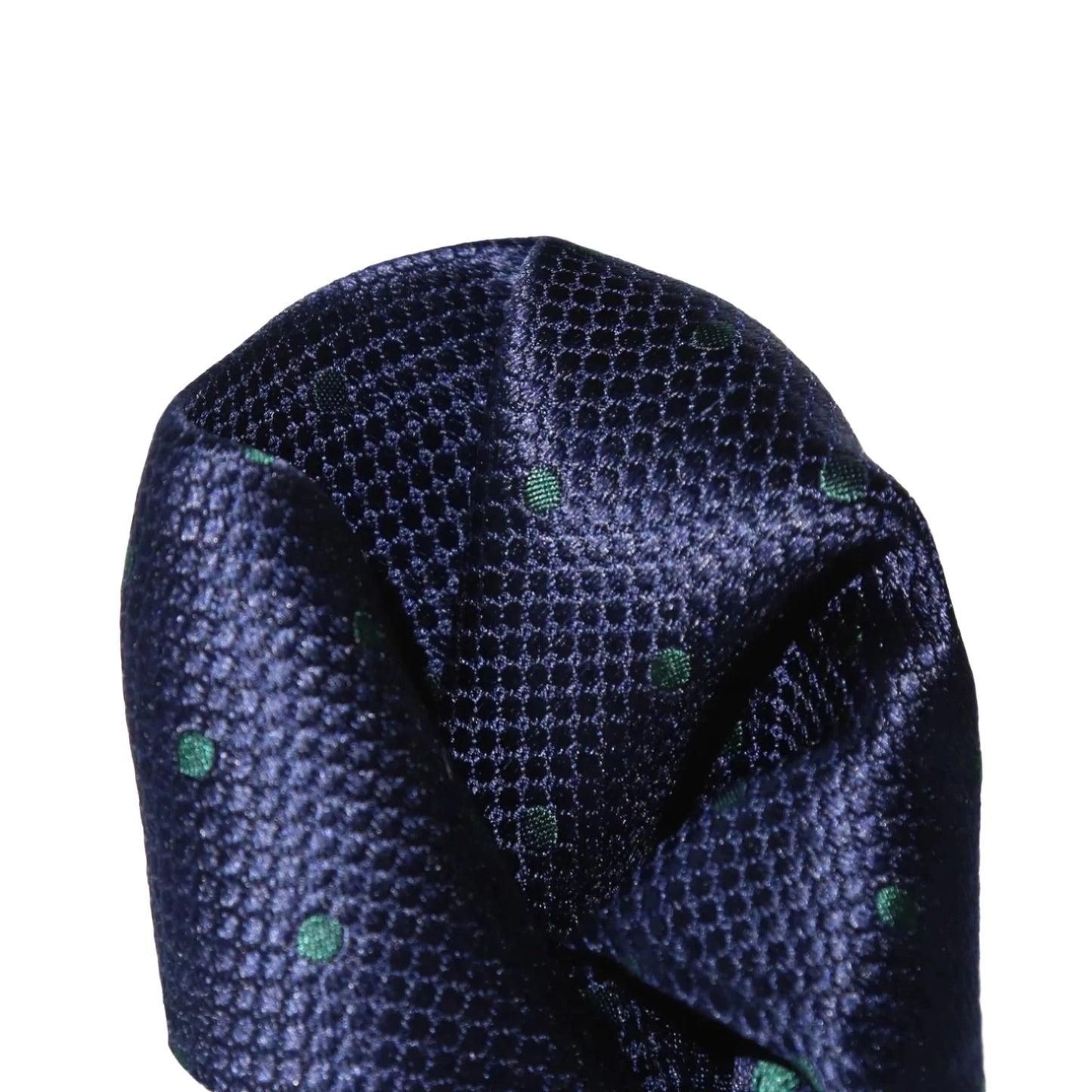 Navy/Dark Green Pure Silk Polka Dot Square Weave Pocket Square