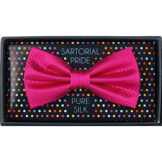 Magenta Pure Silk Textured Square Weave Bow Tie