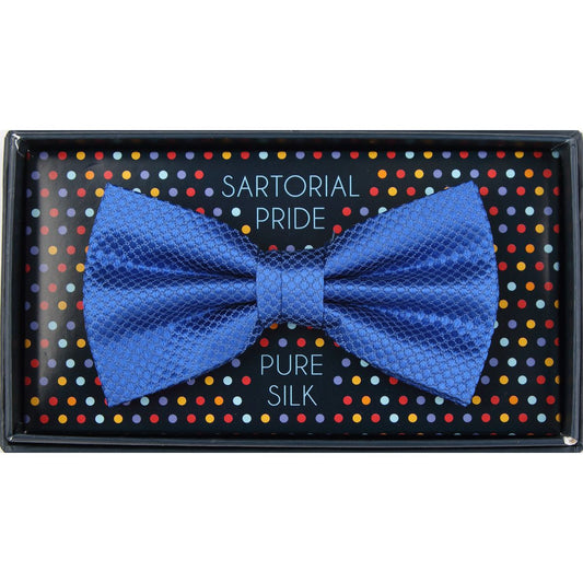 Royal Blue Pure Silk Textured Square Weave Bow Tie