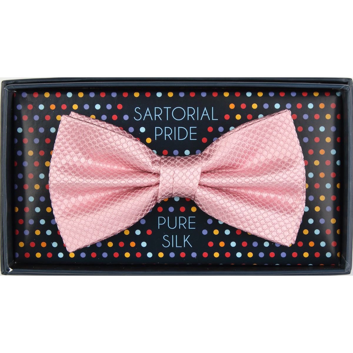 Pink Pure Silk Textured Square Weave Bow Tie