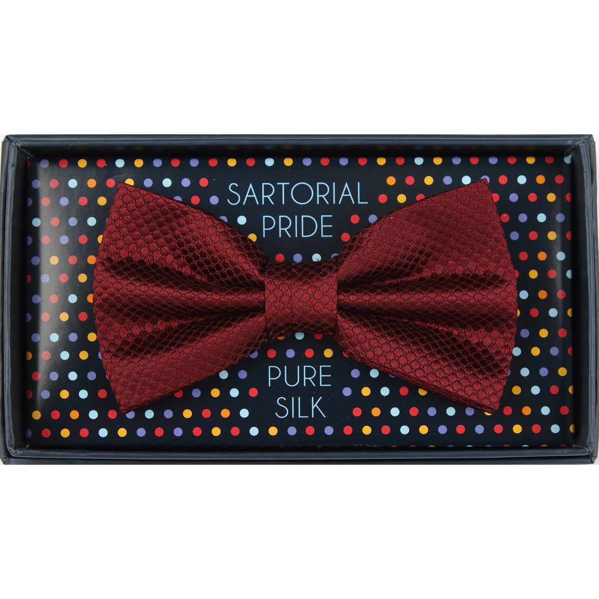 Burgundy Pure Silk Textured Square Weave Bow Tie