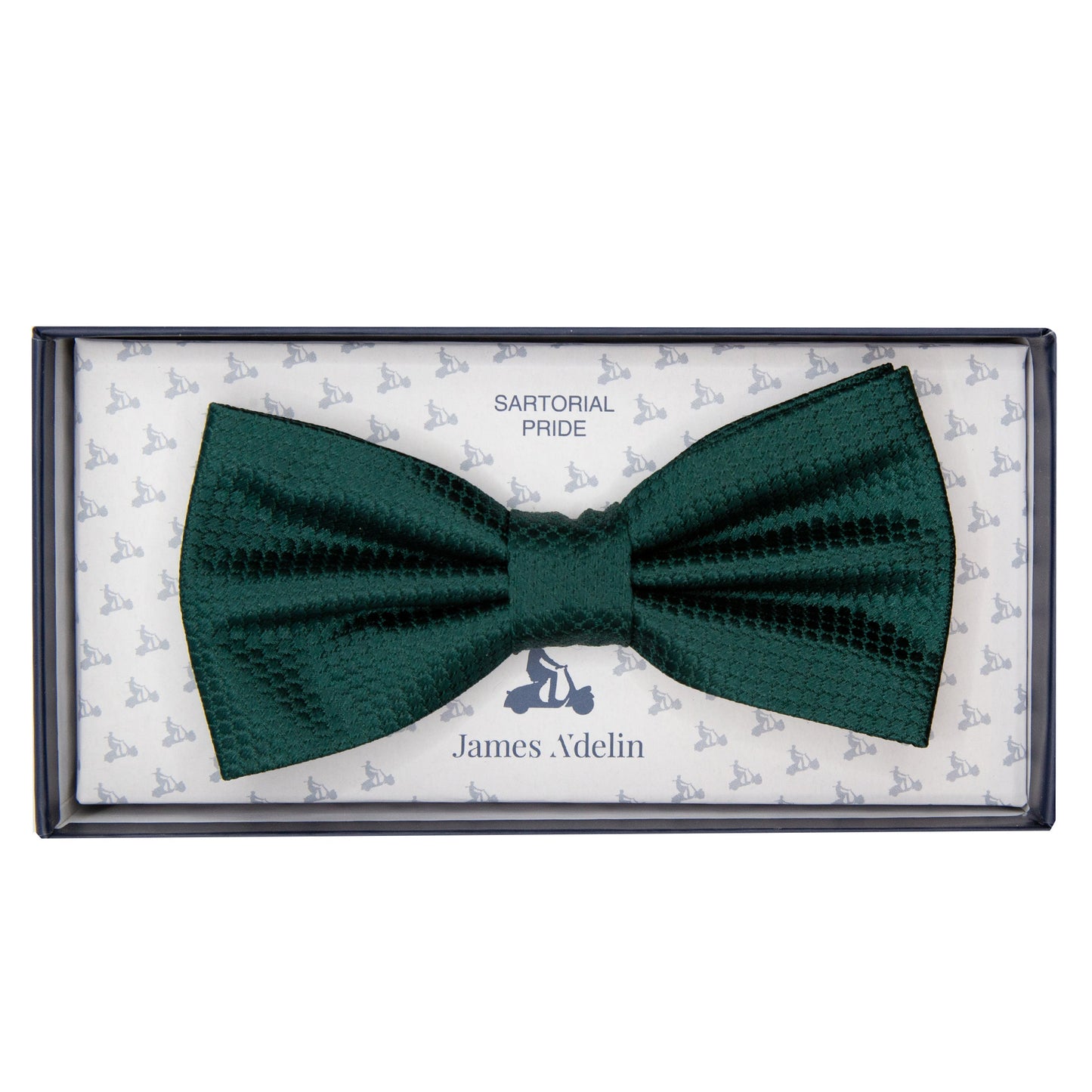 Dark Green Pure Silk Textured Square Weave Bow Tie
