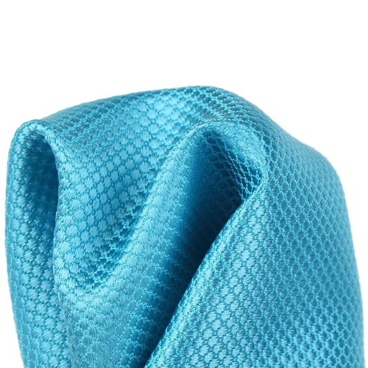 Turquoise Pure Silk Textured Square Weave Pocket Square