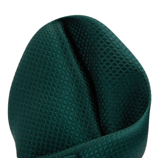 Dark Green Pure Silk Textured Square Weave Pocket Square