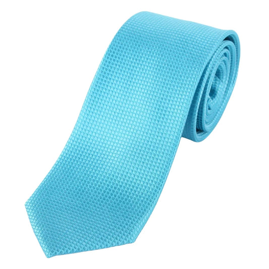 Turquoise Pure Silk Textured Square Weave Neck Tie