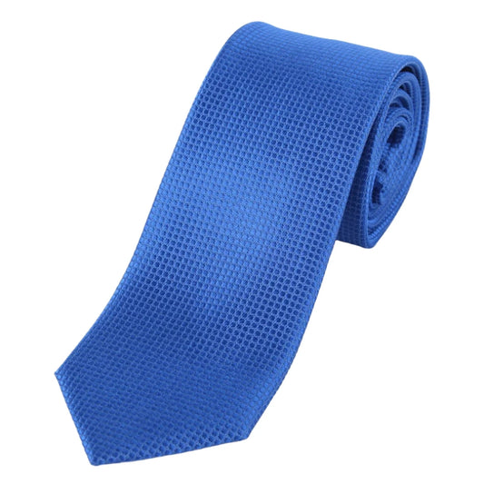 Royal Blue Pure Silk Textured Square Weave Neck Tie