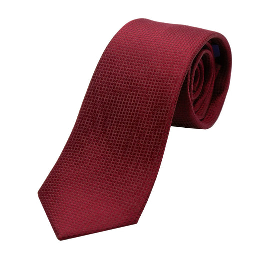 Burgundy Pure Silk Textured Square Weave Neck Tie
