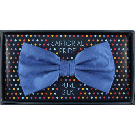 Royal Blue Pure Silk Solid Satin Weave Bow Tie